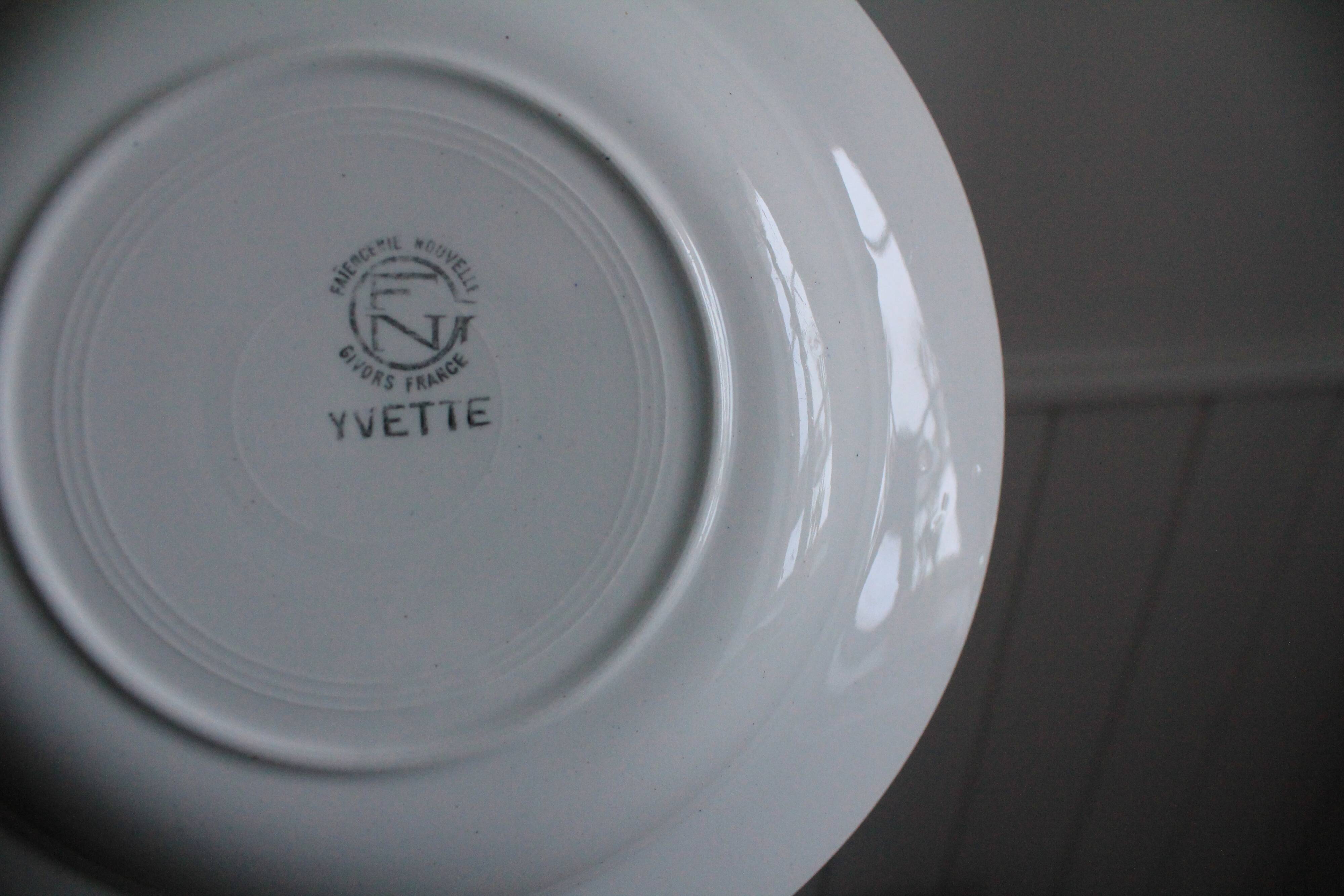 Set of 2 deep plates Faïencerie Nouvelle Givors model Yvette