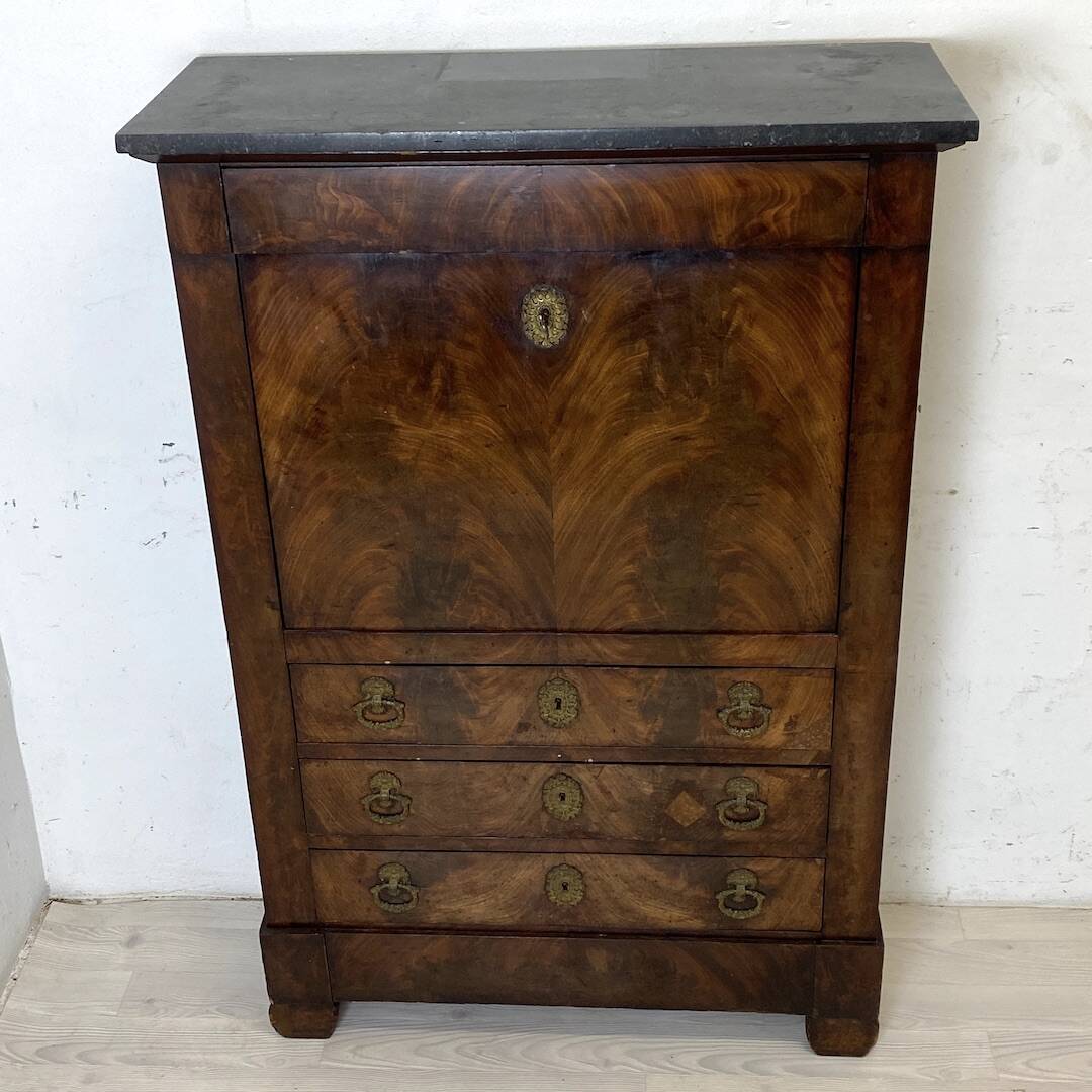 19th century mahogany and mahogany veneer secretary