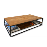 Coffee table sheet metal and natural teak, Le Cèdre Rouge