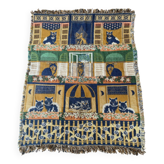 Tapis vintage chats fait main