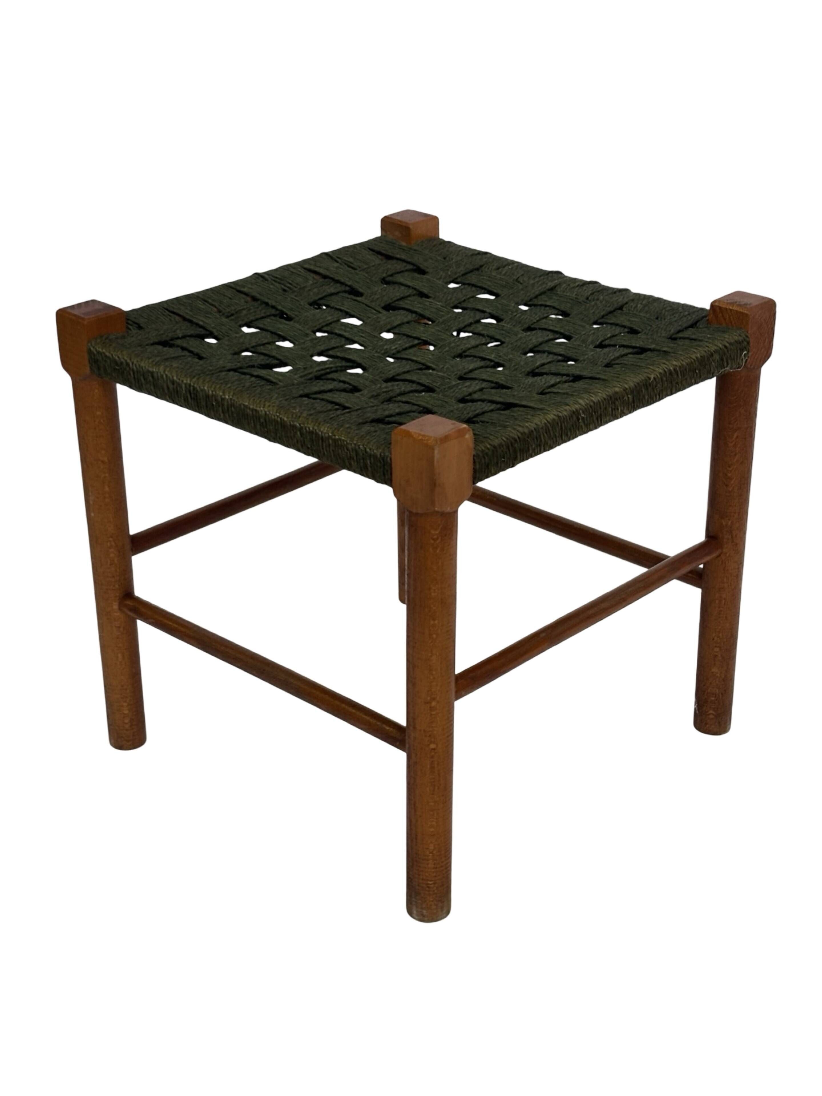 Vintage Stool Danish Papercord Rope Stool Mid Century