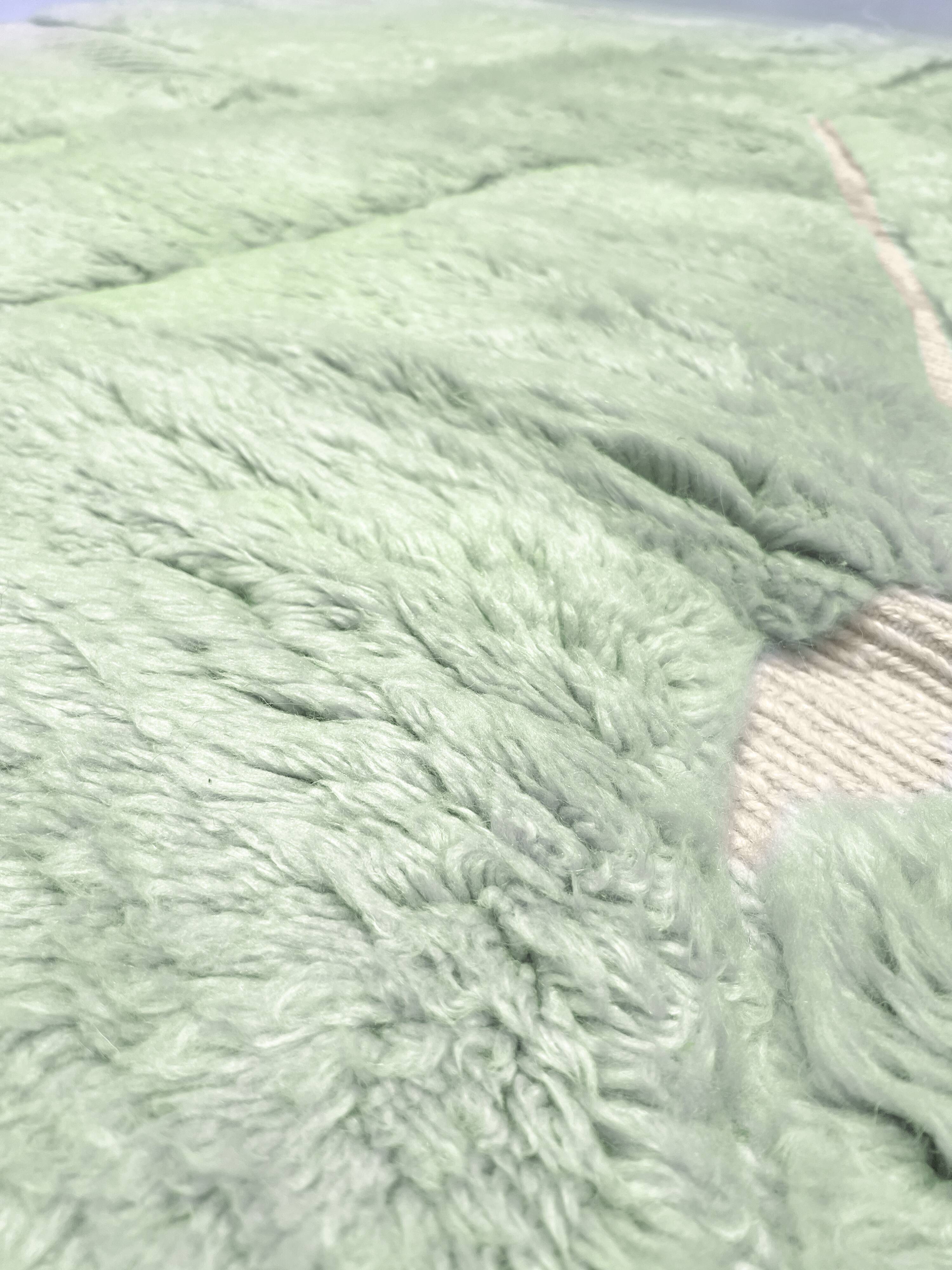 Moroccan Berber rug M'rirt mint green with engraved patterns 3x2.05m