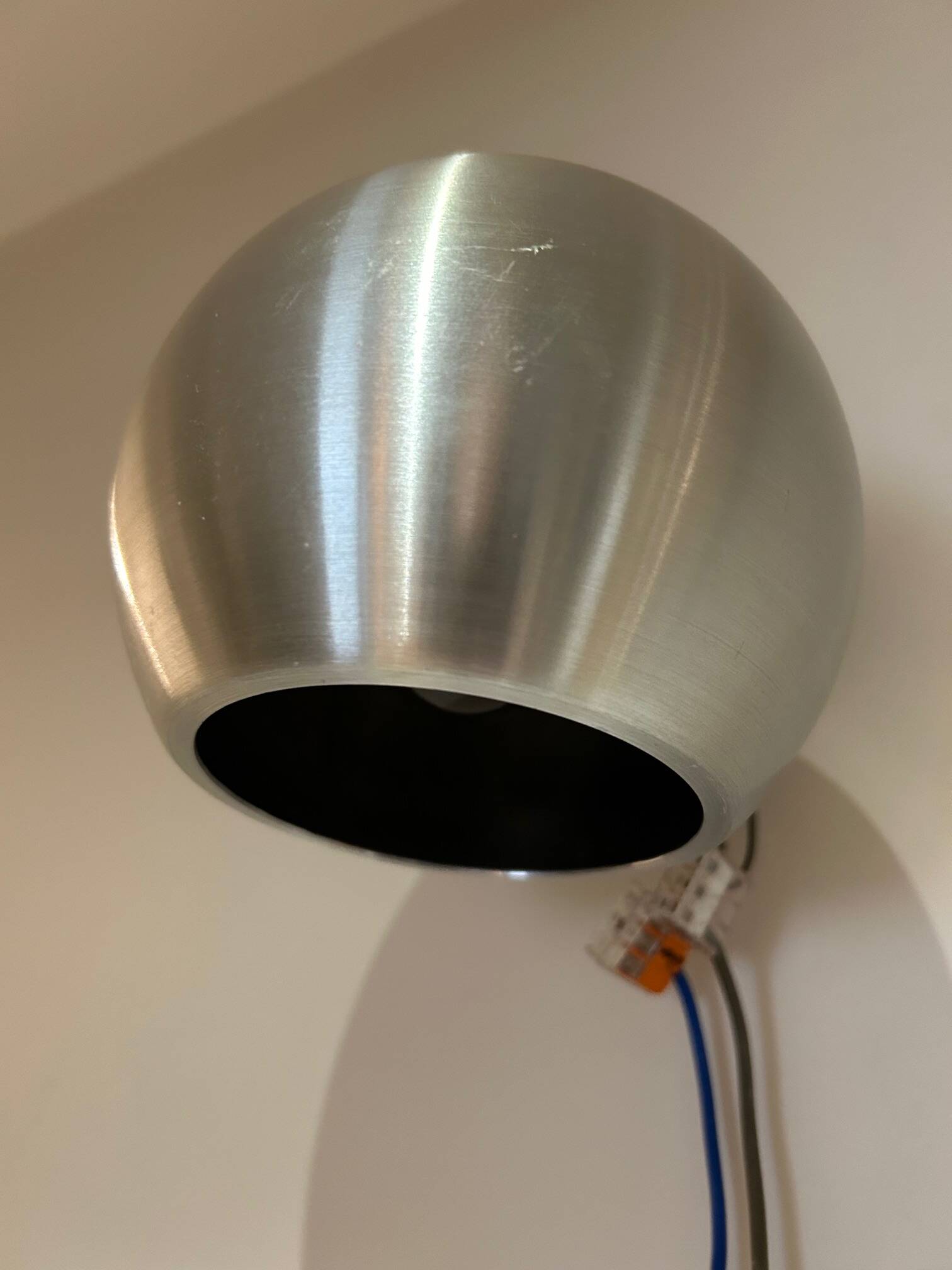 round brushed metal wall light 1970