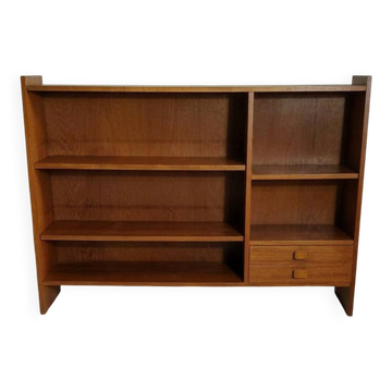 Bibliothèque basse vintage scandinave en teck, années 1960