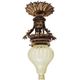 Lampe pendante en bronze Empire avec verre d'uranium, France, années 1890.