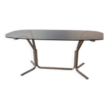 70s oval dining table in glass and chrome