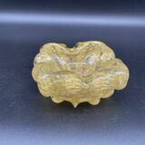 Empty pocket, Murano, Archimedes Seguso, yellow, gold, bubbled, stylized flower-forming, blown glass, Italy