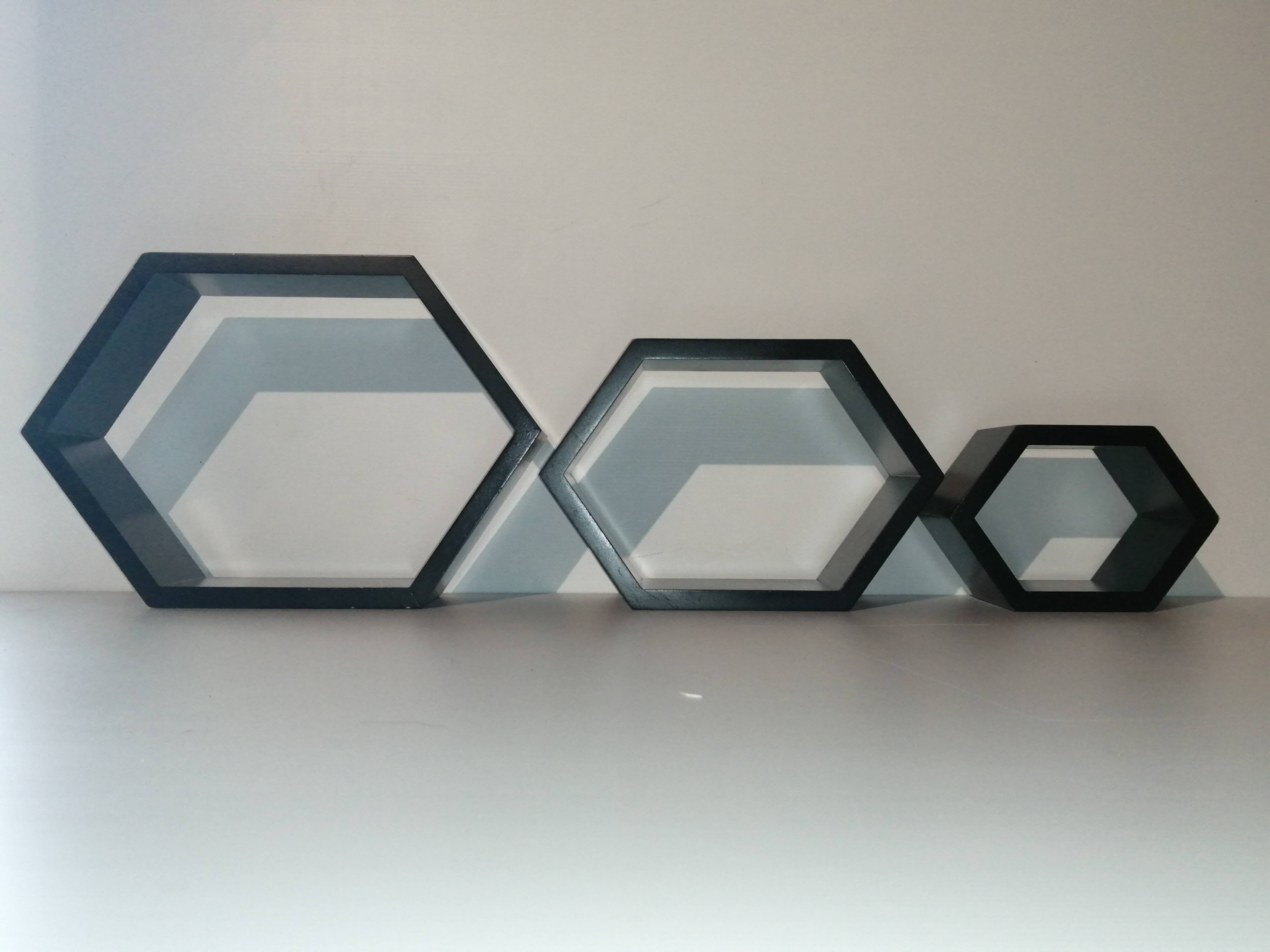 Set of 3 hexagonal nesting shelves design 80s vintage