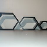 Set of 3 hexagonal nesting shelves design 80s vintage
