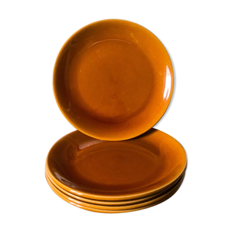 5 mustard earthenware plates