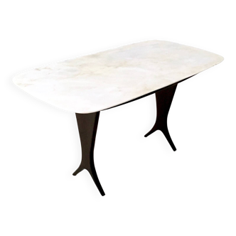 Vintage Coffee Table Attributed to Guglielmo Ulrich with Carrara Marble Top, Italy