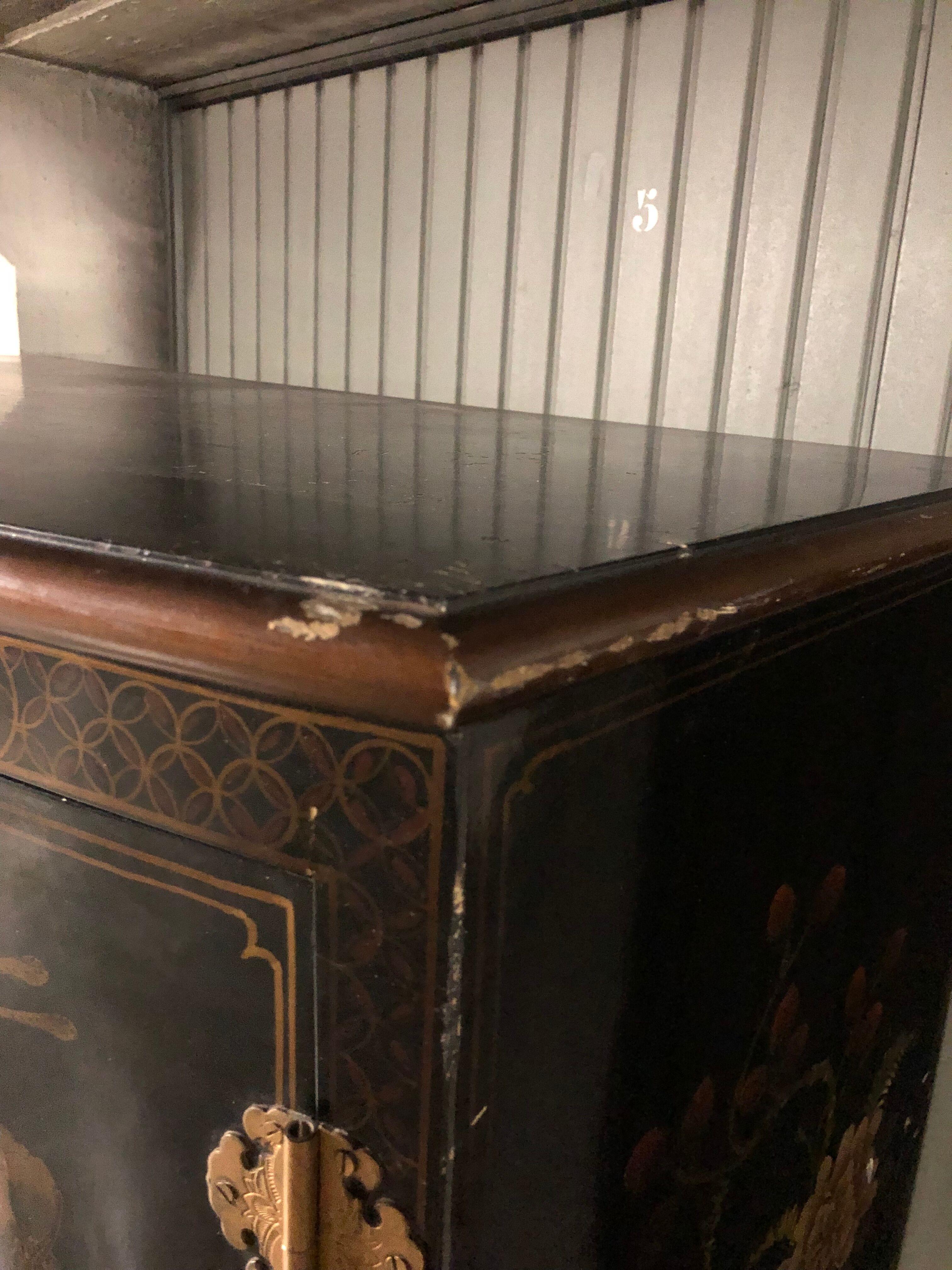 Chinese lacquered sideboard signed