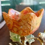 Brass cup in the shape of a bird and flowers