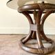 Coffee table in rattan and smoked glass 1970