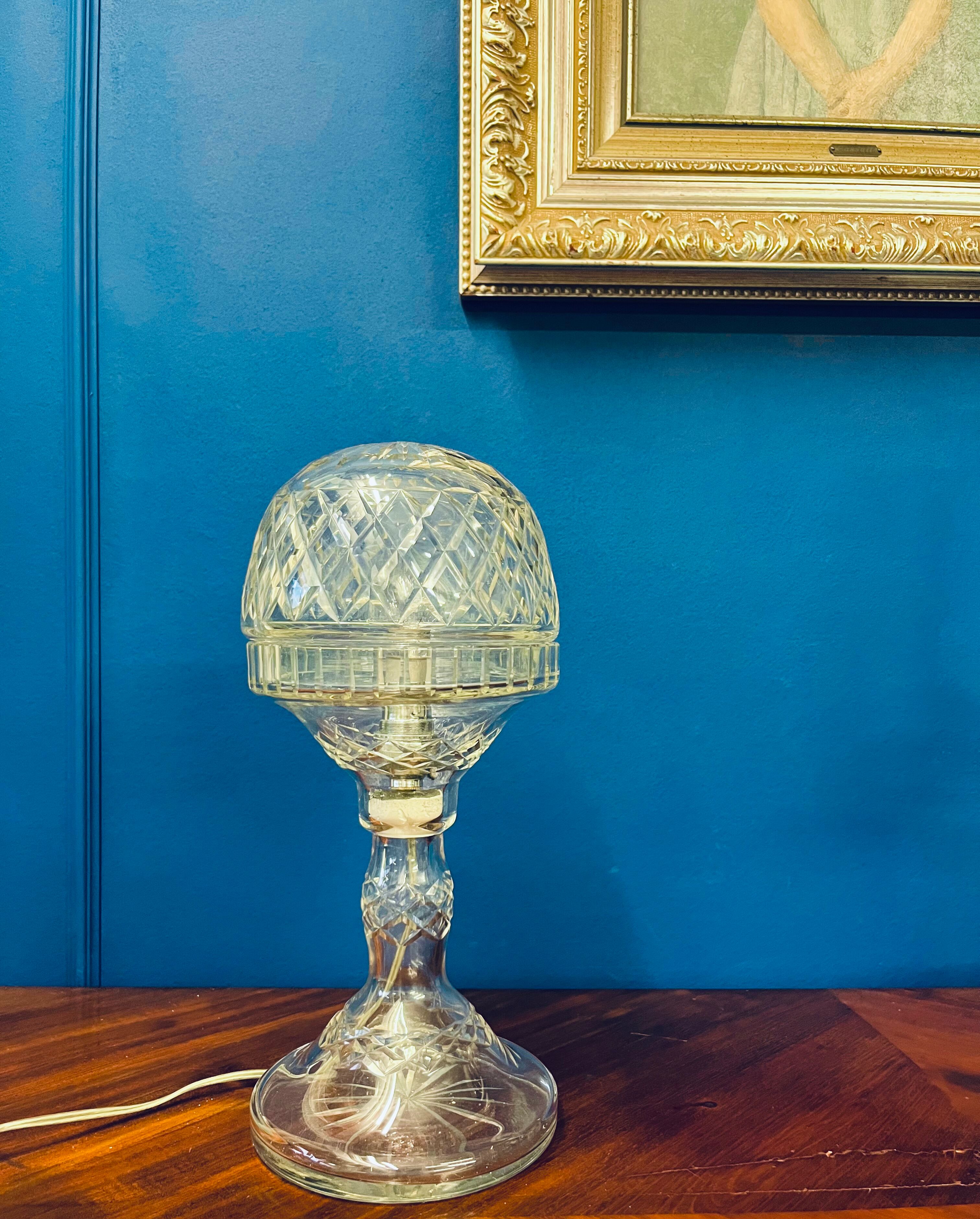 Antique art deco crystal boudoir lamp