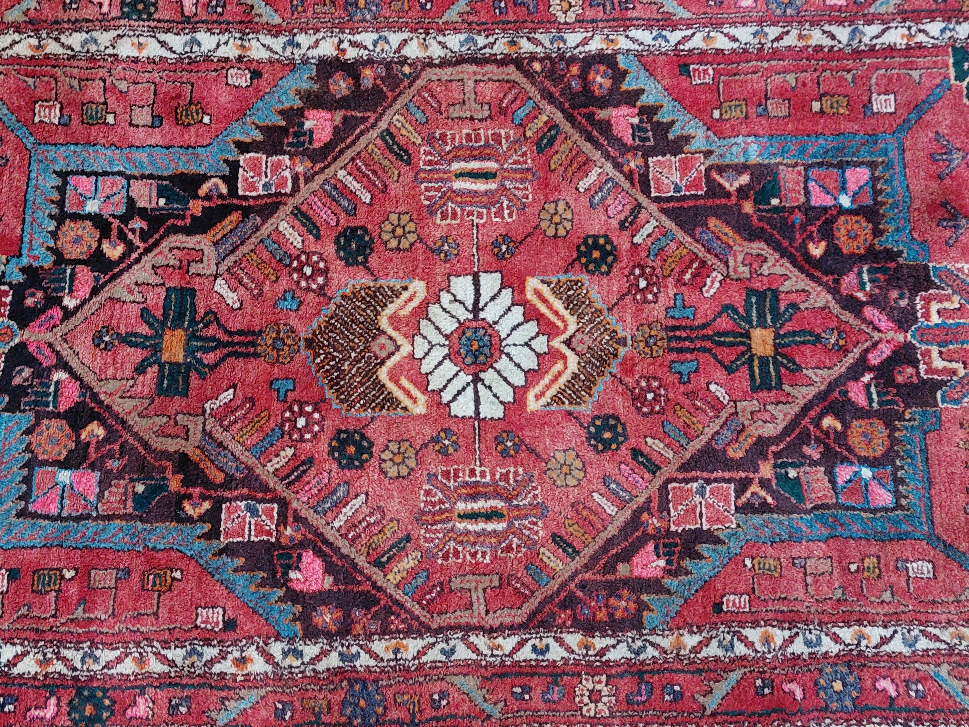 Antique Persian thick wool rug hand knotted 140 x 224 cm