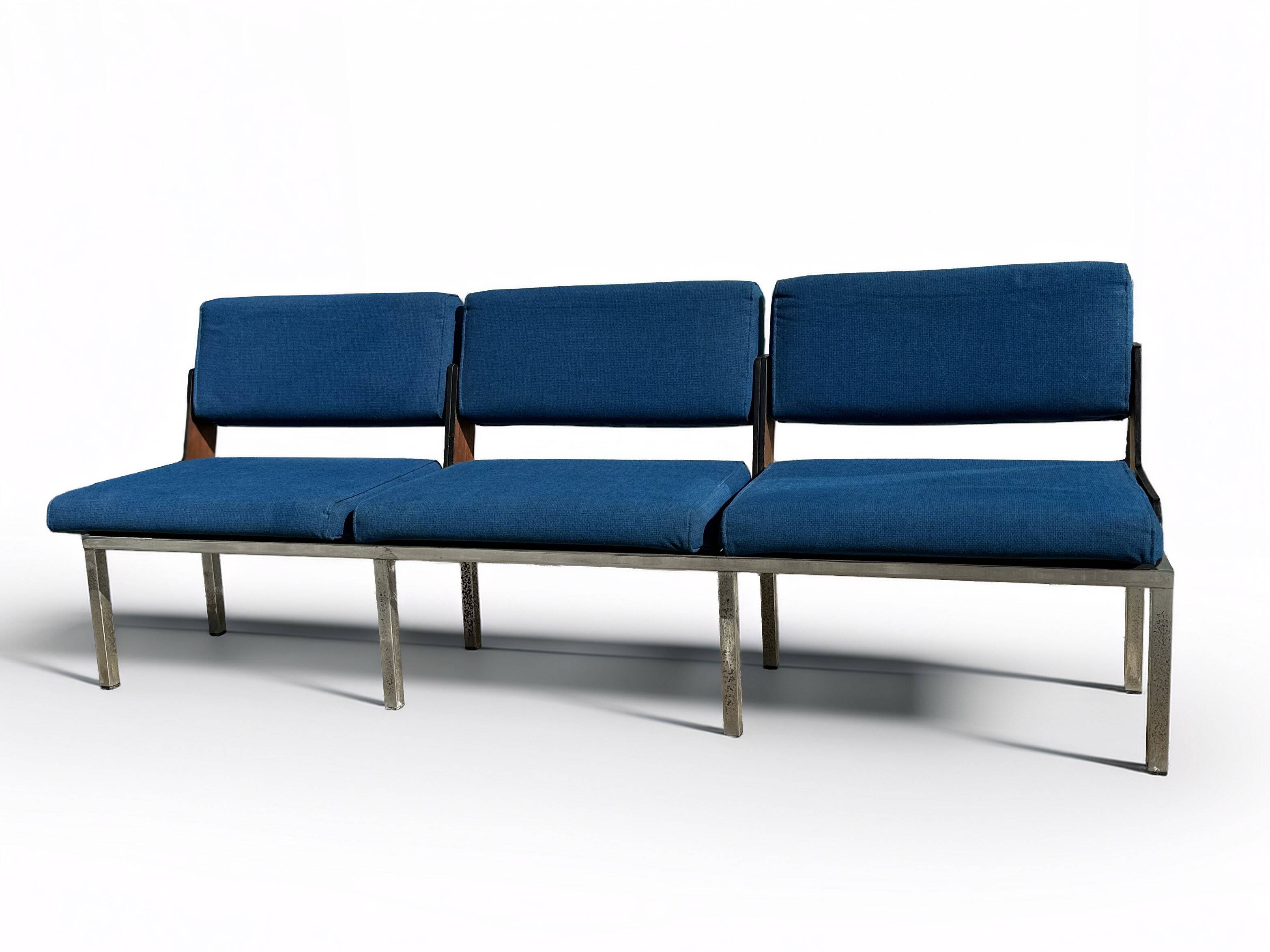 Banc vintage bleu des années 1960 par Roger Tallon
