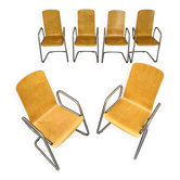 Set of 6 cantilever chairs from the Zumsteg Collection, moulded wood, 1980s.
