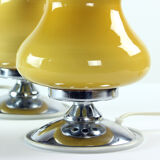 Lampes de table en crème opaline & chrome, Bulgarie années 1960