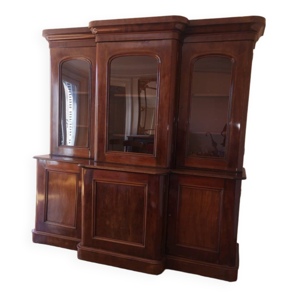 Bibliothèque vitrine style victorienne en acajou 19e siècle | Selency