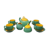 Green and yellow tea set/coffee set in ceramic by naj oleari, made in italy 1960