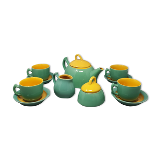 Green and yellow tea set/coffee set in ceramic by naj oleari, made in italy 1960
