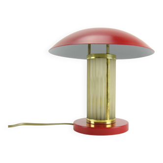 Lampe champignon art déco fut en verre, restaurée