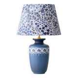 Dutch blue and white ceramic table lamp, 1977, with a new Liberty London shade.