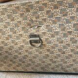 1930s travel trunk art deco fabric