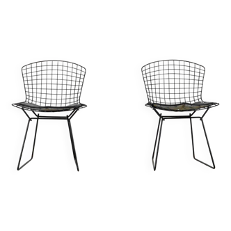 Pair Of Bertoia Chairs In Black Steel By Harry Bertoia, 1970s