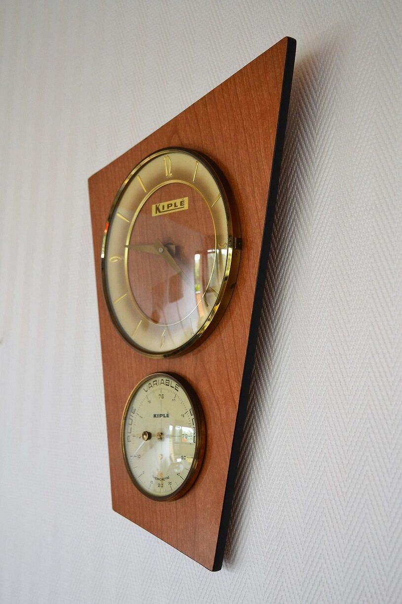 Clock barometer thermometer Kiplé formica vintage 1960s