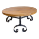Round coffee table in wood and wrought iron – Rustic 1970s style