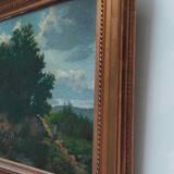 19th century oil painting on canvas, countryside landscape dated and signed