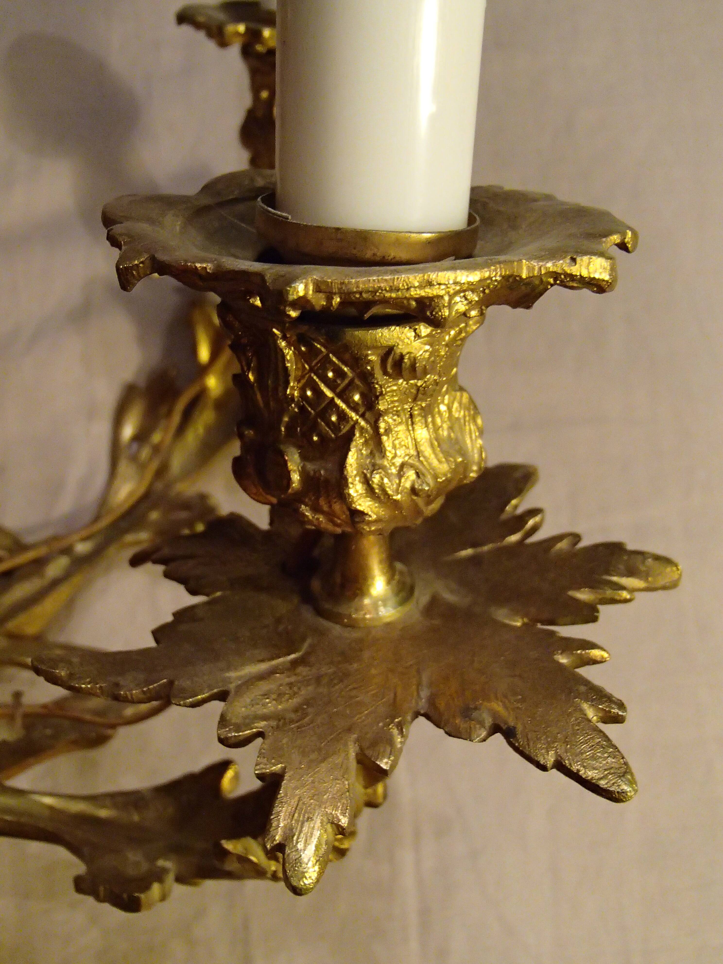 Pair of 4-branch wall sconces - gilded bronze