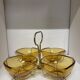 Vintage Aperitif Tray by Vereco Amber Glass and Gold Metal ⎥ 1970s