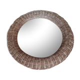 Rattan mirror spherical shape circa 1970