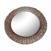 Spherical rattan mirror, circa 1970