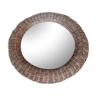 Rattan mirror spherical shape circa 1970