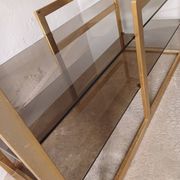 Brass shelf, smoked glass
