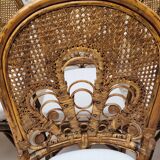 6 Vintage Emmanuelle Peacock Rattan Chairs