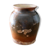 Old glazed terracotta pot