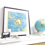 Vintage South Pole Antarctica map from 1950