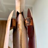 Old decorative pink flame in painted metal