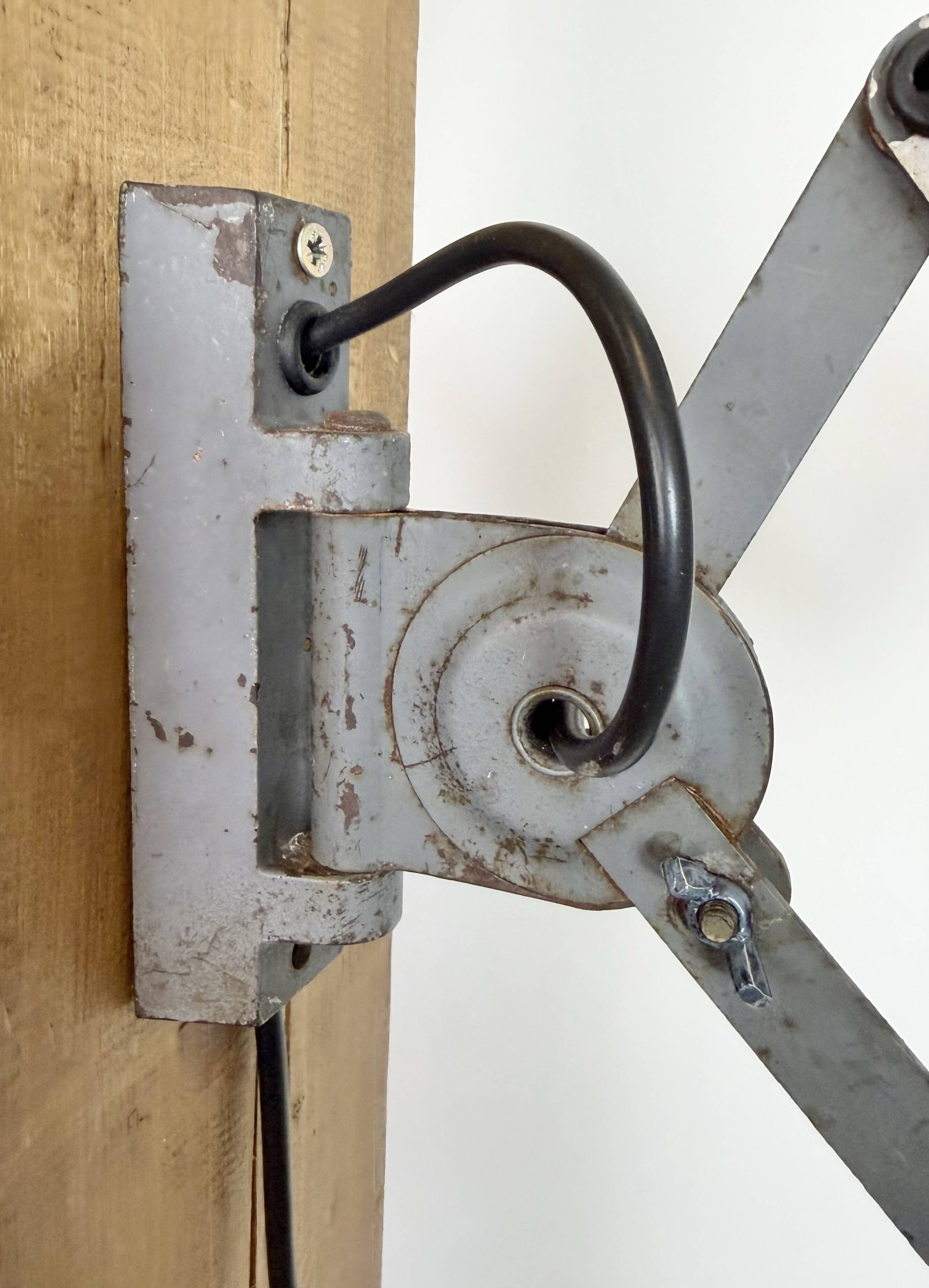 Grey Industrial Gooseneck Scissor Wall Lamp from Elektroinstala, 1960s