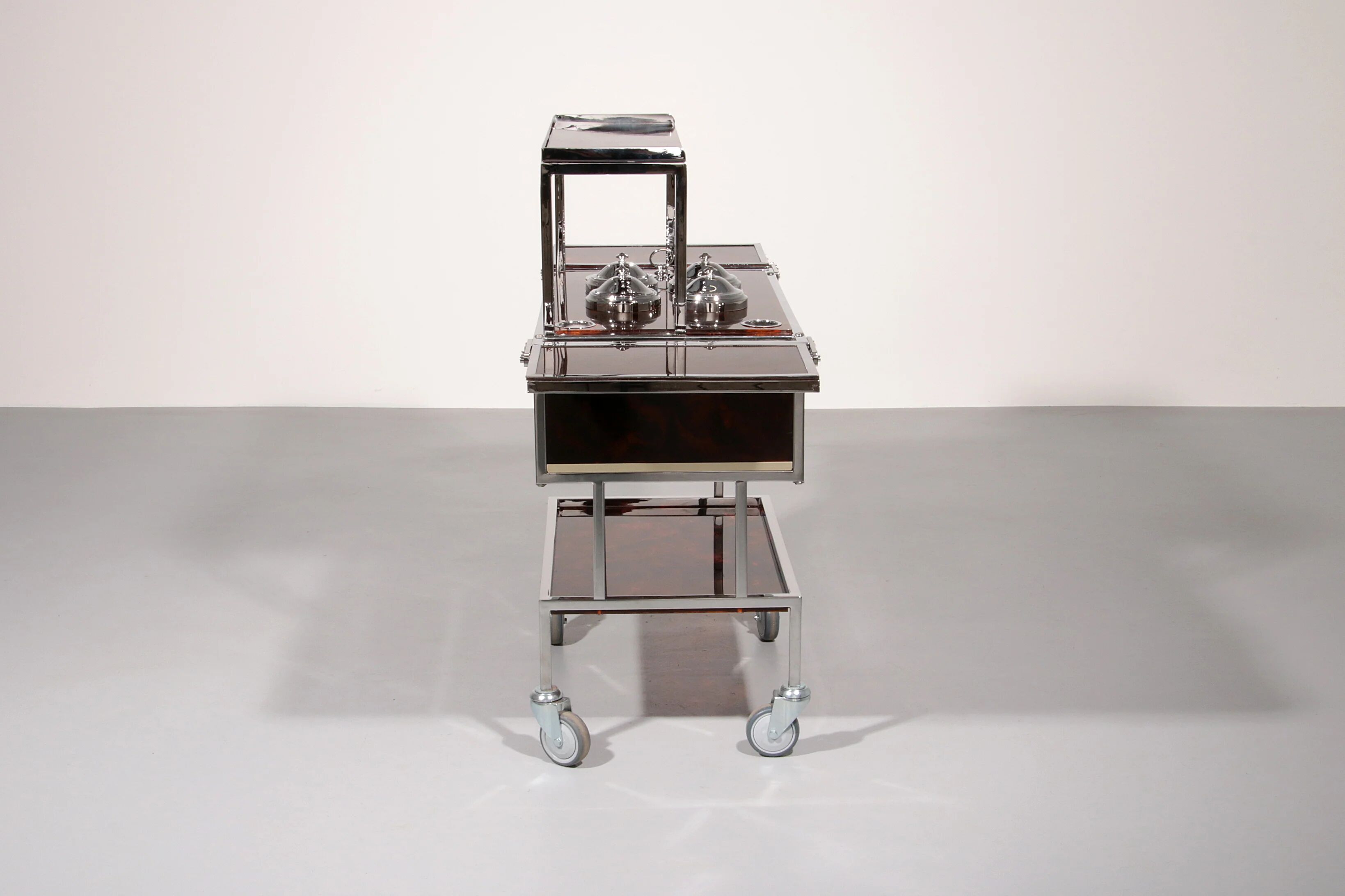 Italian ice cream / bar cart in chrome and faux tortoise