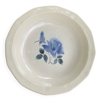 Digoin France cake dish with antique blue rose pattern