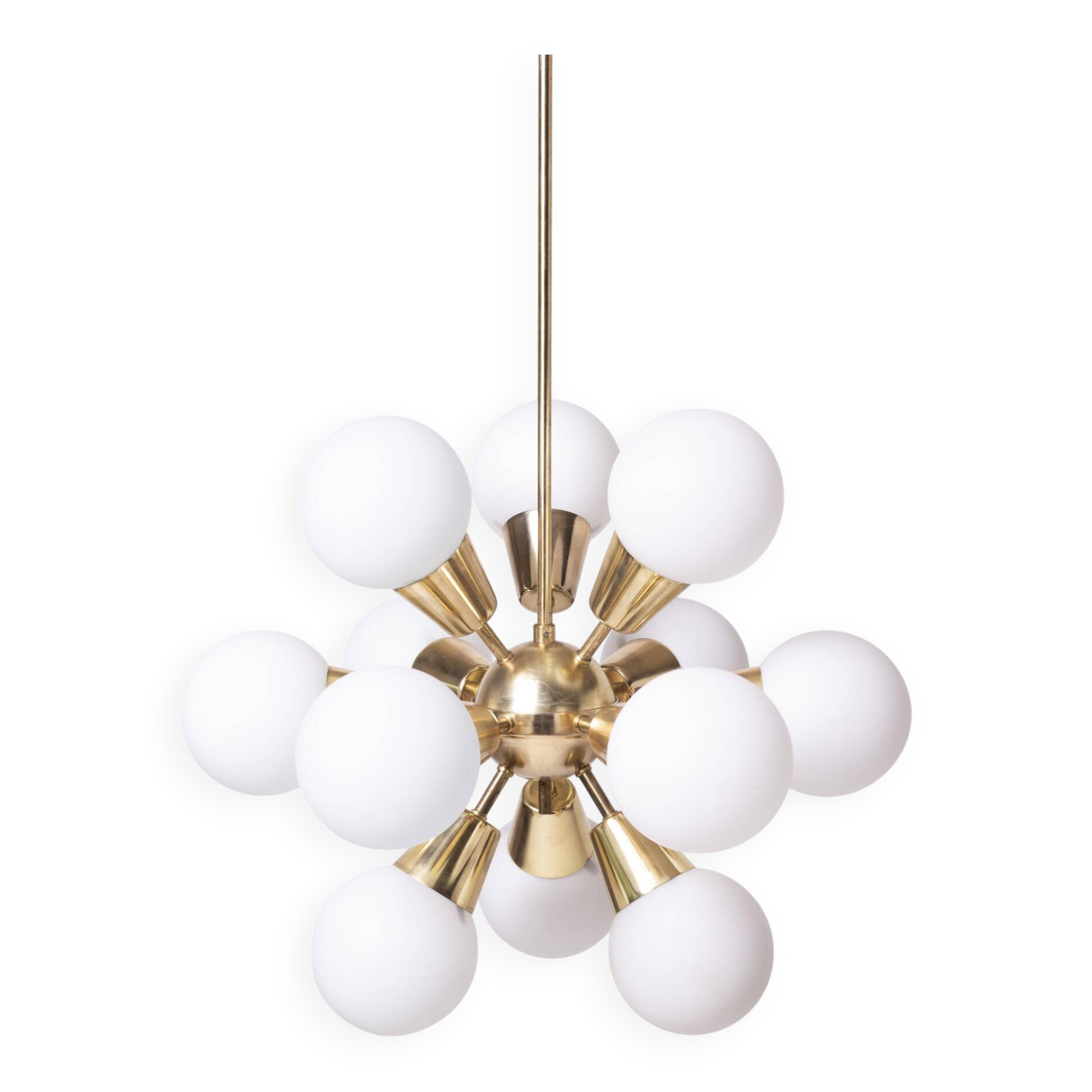 Sputnik Chandelier by Kamenicky Senov, Czechoslovakia, 1970s, Brass / glass