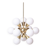 Chandelier Sputnik par Kamenicky Senov, Tchécoslovaquie, années 1970, laiton / verre