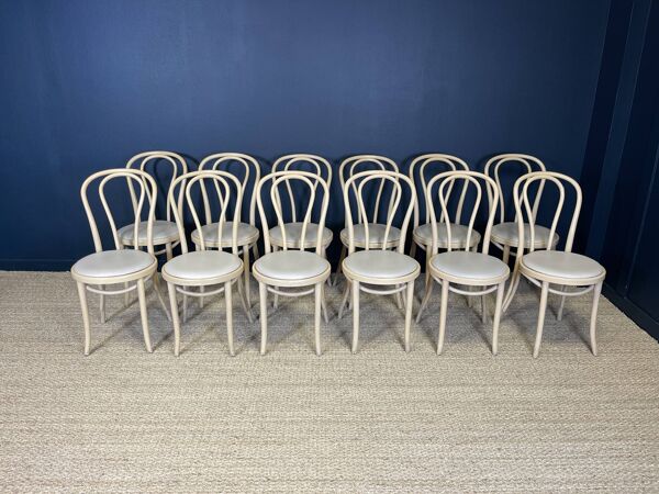 Lot de 12 chaises bistrot bois courbé clair & skai GO IN Allemagne