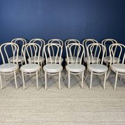 Set of 12 bistro chairs in light curved wood & skai GO IN Germany